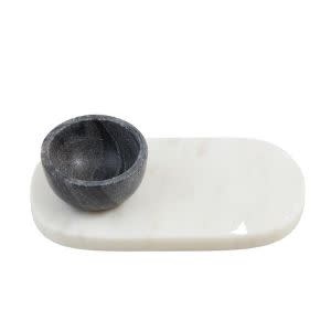 Black & White Dip Tray Set with Black Bowl