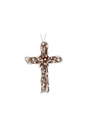 Pearl Wire Cross, Large