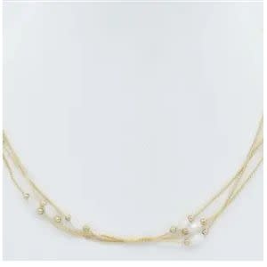 Triple Layered Twisted with White Stones 16"-18" Necklace