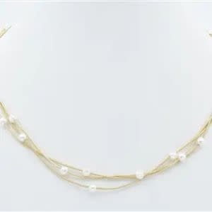 Triple Layered Twisted Small Pearl 16"-18" Necklace