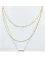 Gold Thin Triple Chain with Open Circle 16"-18" Necklace