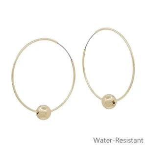 Water Resistant 2" Gold Hoop with 10MM Bead Accent