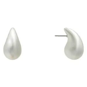 White Pearlized Tearrdrop Stud 1.25" Earring