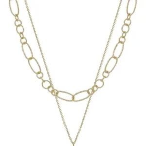 Gold Link Chain with Freshwater Pearl 16"-18" Necklace