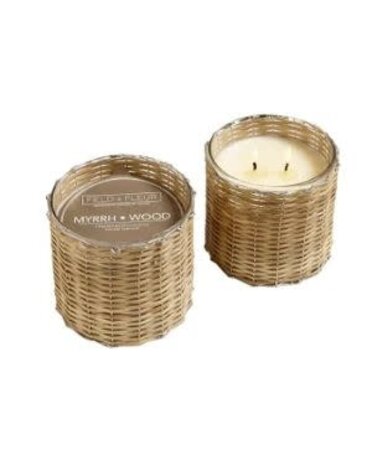 Hillhouse, Two-Wick Handwoven Candle 12oz., Myrrh-Wood