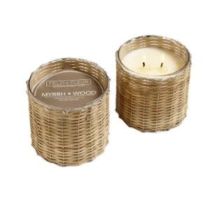 Hillhouse, Two-Wick Handwoven Candle 12oz., Myrrh-Wood