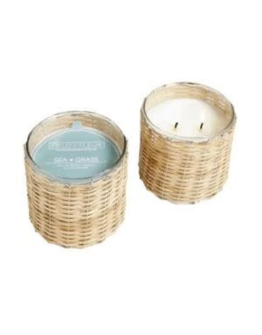 Hillhouse, Two-Wick Handwoven Candle 12oz., Sea Grass