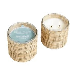 Hillhouse, Two-Wick Handwoven Candle 12oz., Sea Grass