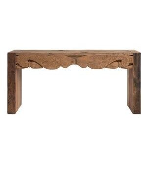 Hand-Carved Reclaimed Wood Console Table, For local pickup only
