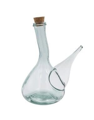 Recycled Glass Cruet with Cork Stopper, One-Quart
