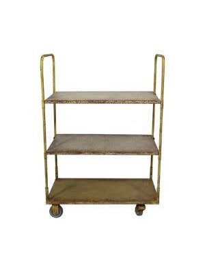 Metal Vintage Reproduction 3-Tier Cart on Casters, Furniture Available for Local Delivery or Pick Up