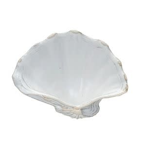 Shell Shaped Dish, Reactive Crackle Glaze, White