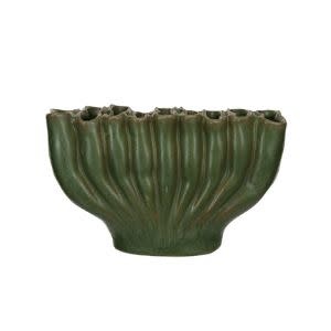 Stoneware Sculptural Vase w/ 9 Sections, Green
