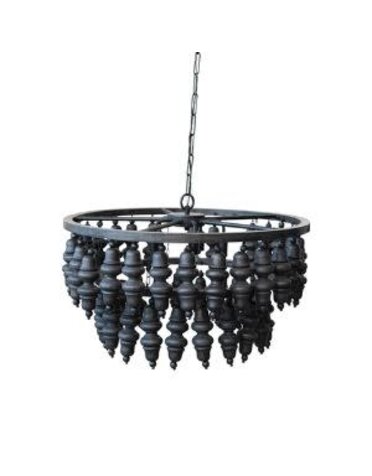 Metal & Mango Wood Bead  Chandelier, 28d x 17h in., For local pickup only