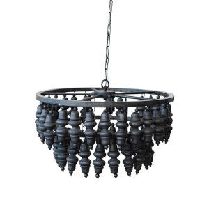 Metal & Mango Wood Bead  Chandelier, 28 x 17 Available for Local Pick Up