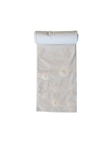 Cotton & Linen Table Runner with Applique, Natural