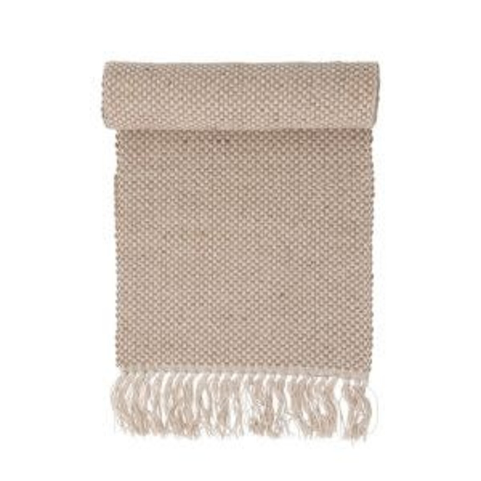 Woven Jute and Cotton Table Runner with Fringe, 72"