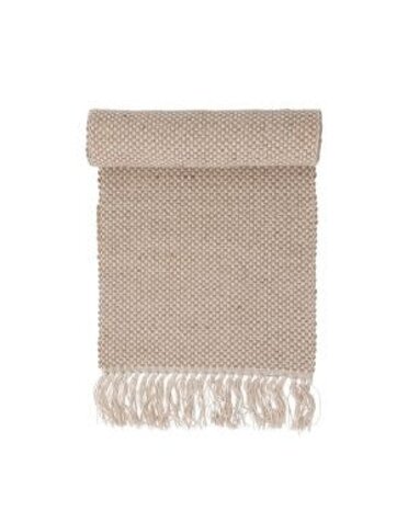 Woven Jute and Cotton Table Runner with Fringe, 72 in.