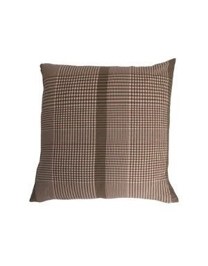 Brown Checked, Woven Cotton Pillow, 28 in.