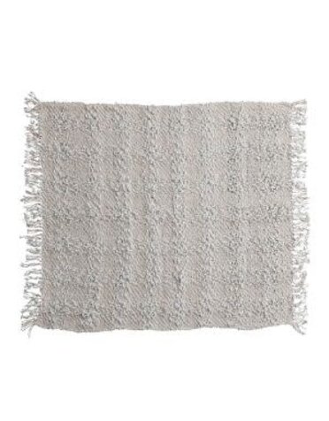 Woven Cable Knit Throw w/ Fringe, Natural 60 x 50