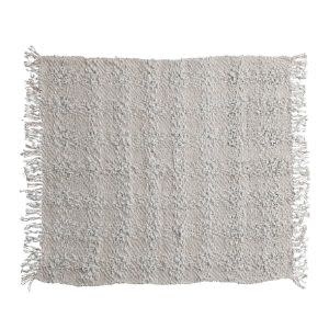 Woven Cable Knit Throw w/ Fringe, Natural 60 x 50
