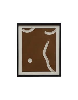 Wood Framed Glass Wall Decor with Abstract Design