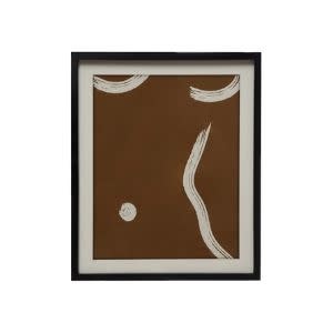 Wood Framed Glass Wall Decor with Abstract Design