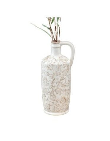 Beige Heirloom Handle Vase, 13.4 in.