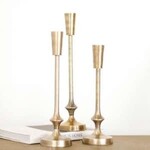 Gold Finish Candle Pillar, Medium