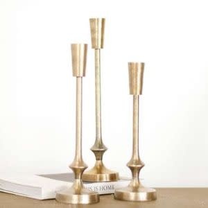 Gold Finish Candle Pillar, Medium
