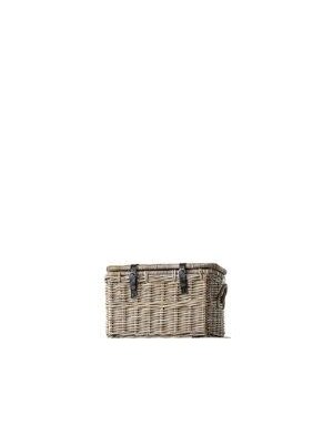 Basket with Lid and Leather Buckles, Small