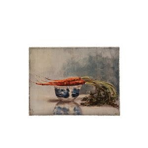 Canvas Wall Decor w/ Vegetable Still Life, Carrot, 12"x 9"