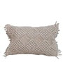 Cotton Macrame Lumbar Pillow w/ Fringe, Natural