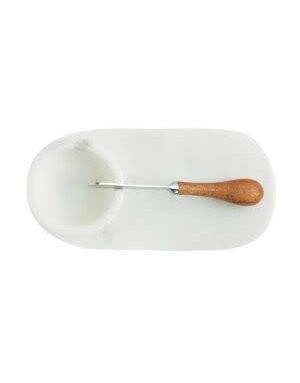 Marble Serving Board with Bowl and Knife