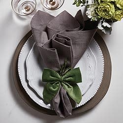 Velvet Napkin Tie S/4 - Forest