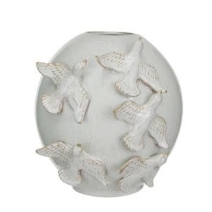Handmade Stoneware Vase w/ Birds