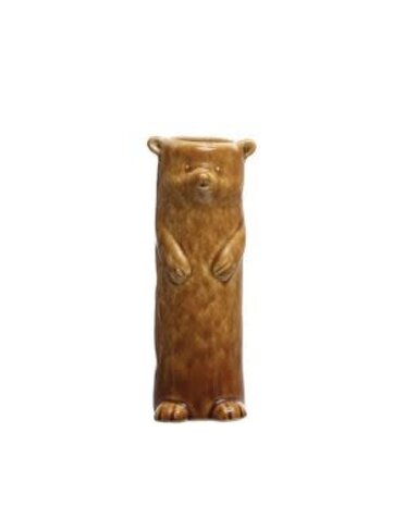 Stoneware Bear Vase, 7"