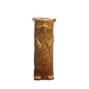 Stoneware Bear Vase, 7"