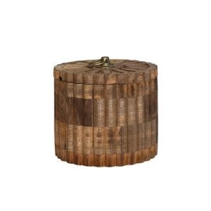 Carved Mango Wood Pleated Box w/ Lid