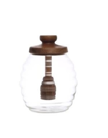 Glass Honey Jar with Acacia Wood Lid, 14 oz.