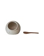 Stoneware Salt Cellar with Mango Wood Spoon, 3"