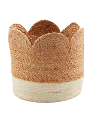 Scalloped Basket, Natural/White, Large, 12 x 12 in.