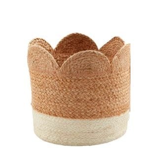 Scalloped Basket, Natural/White, Medium, 10 x 10 in.