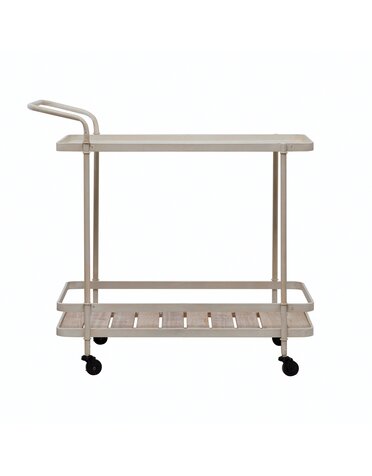 Metal 2-Tier Bar Cart, Cream Color, In store pick up only