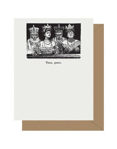Letterpress Jess Yasss, Queen Letterpress Greeting Card