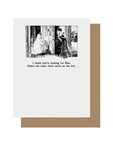 Gibson Girl Looking for Elsa Letterpress Greeting Card