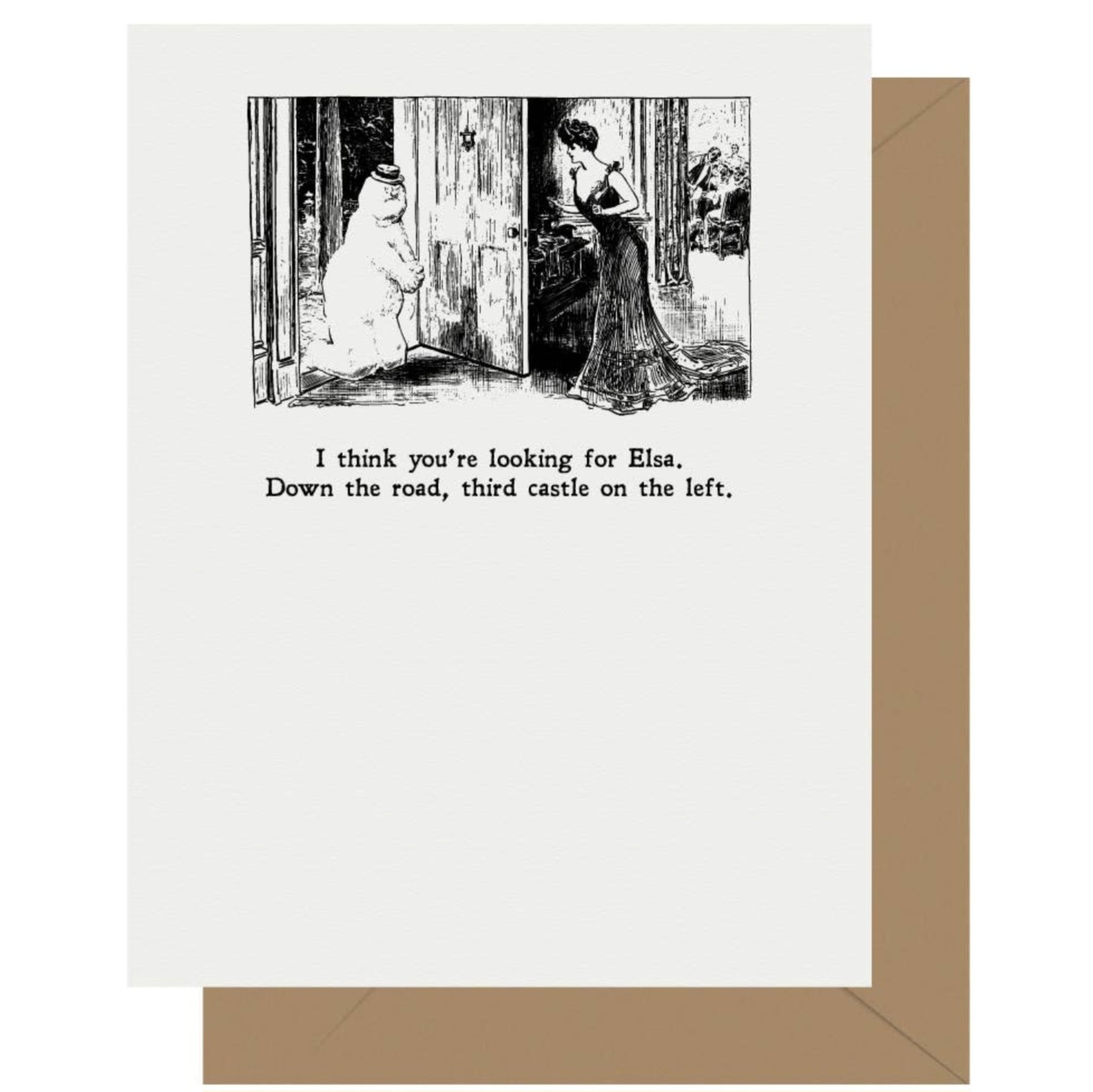 Gibson Girl Looking for Elsa Letterpress Greeting Card