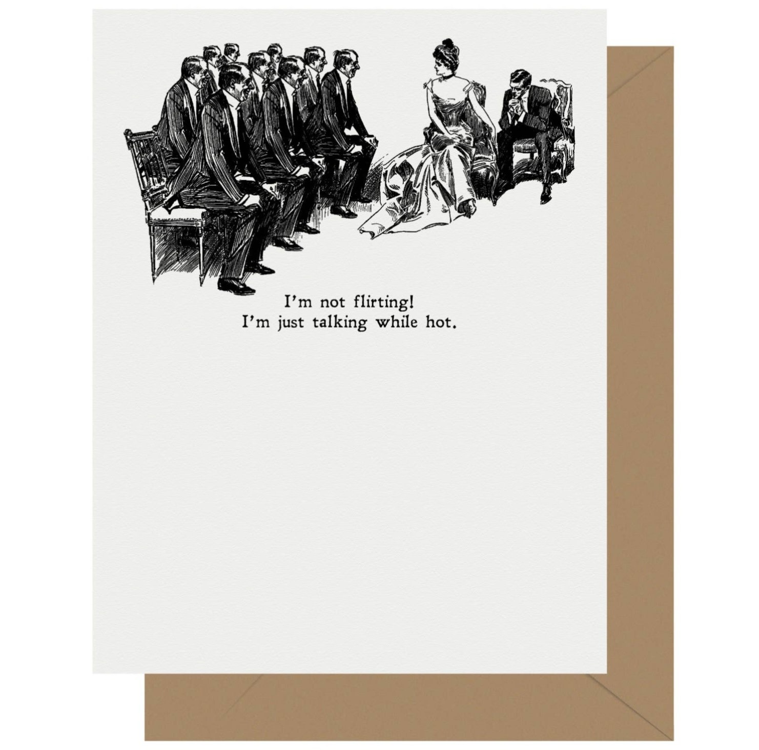 Gibson Girl Flirting Letterpress Greeting Card
