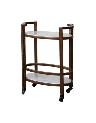 Mango Wood & Marble Bar Cart  25 x 14 x 33 Furniture Available for Local Delivery or Pick Up