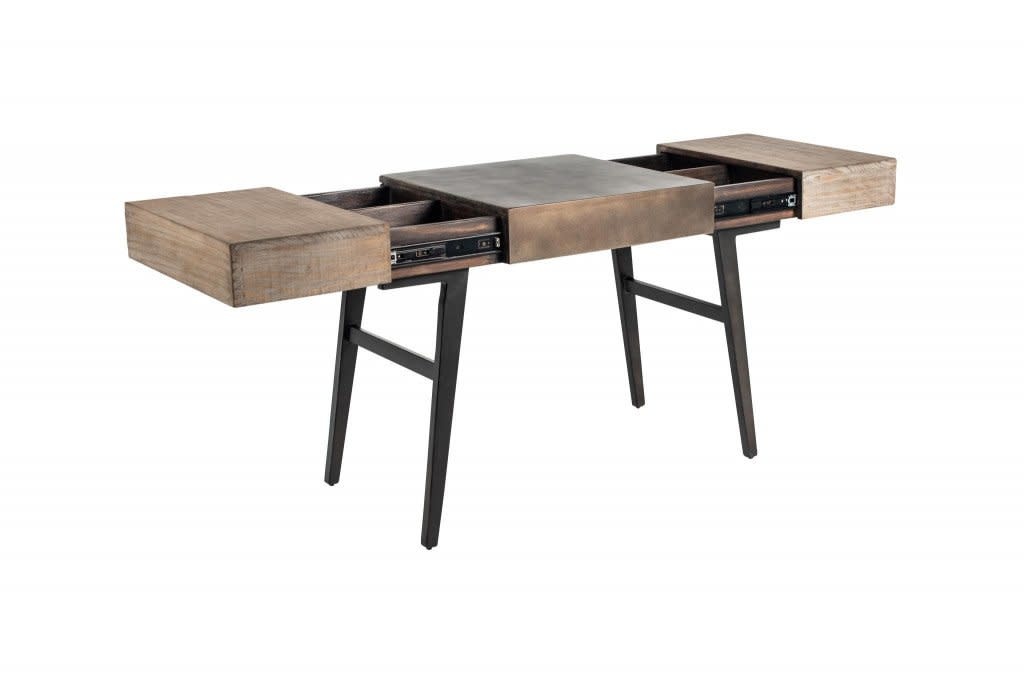 Lila Desk Zinc, & Grey Top, Iron Base, 51 x 23 x 30 Furniture Available for Local Delivery or Pick Up